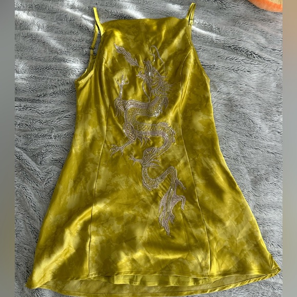Urban Outfitters Yellow Dragon Mini Dress - Picture 1 of 2